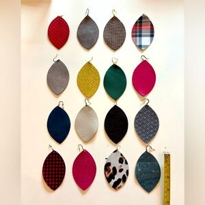 Variety of color and texture Leather tear drop earrings-or best offer